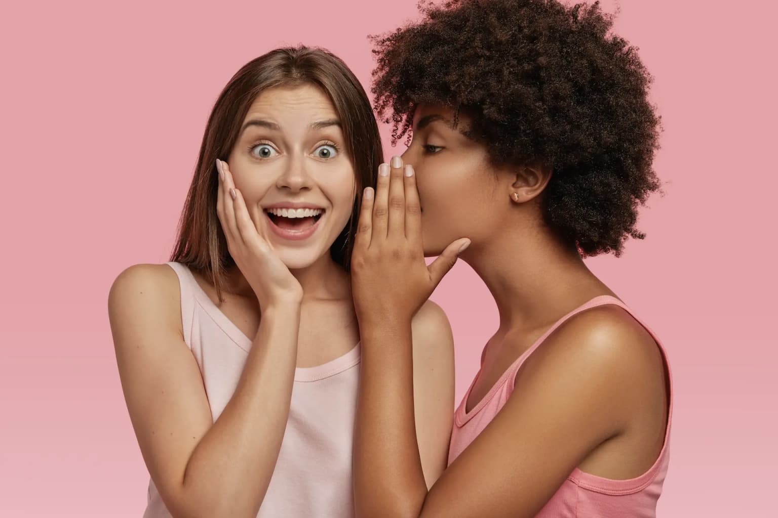 Two women sharing a review 